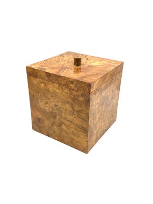 Hollywood Regency Burl Wood and Brass Ice Bucket, Italy, 1970s-TXN-1806963