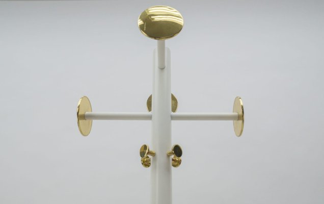 Hollywood Regency Coat Rack in White & Gold, 1960s-KQB-1060844