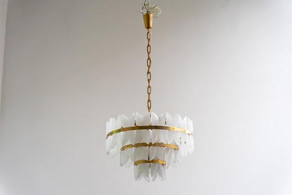 Hollywood Regency Corina Chandelier in Iceglass and Brass from Kalmar Franken, 1960s-AO-2028383