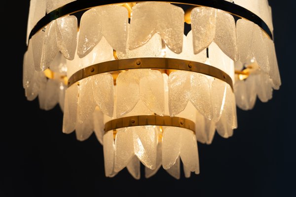 Hollywood Regency Corina Chandelier in Iceglass and Brass from Kalmar Franken, 1960s-AO-2028383