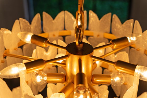 Hollywood Regency Corina Chandelier in Iceglass and Brass from Kalmar Franken, 1960s-AO-2028383