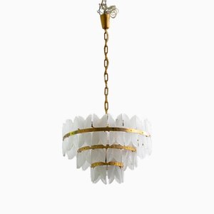 Hollywood Regency Corina Chandelier in Iceglass and Brass from Kalmar Franken, 1960s-AO-2028383