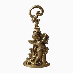 Hollywood Regency Door Stop Angel in Brass, 1980s-ESB-1806177