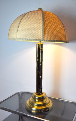 Hollywood Regency Faux Bamboo Brass Lamp, France, 1970s-EJE-1169590