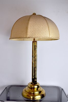 Hollywood Regency Faux Bamboo Brass Lamp, France, 1970s-EJE-1169590