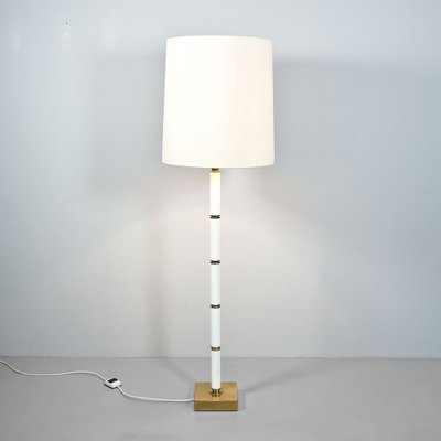 Hollywood Regency Floor Lamp in White with Brass, 1970s-RST-1233547