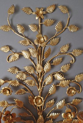 Hollywood Regency Floral Golden Wall Light, Florence, Italy, 1960s-ESB-1785233