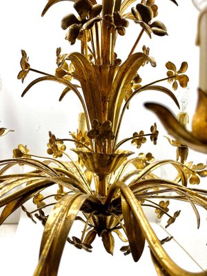 Hollywood Regency Floral Metal Chandelier, 1930s-MJY-1723561