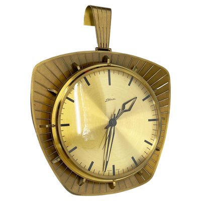 Hollywood Regency German Brass Wall Clock from Atlanta Kienzle, 1950s-QZ-1290483