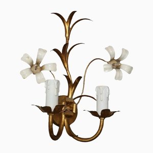 Hollywood Regency Gilded Florentine Orchid Wall Lights from Hans Kögl-ESB-1376595