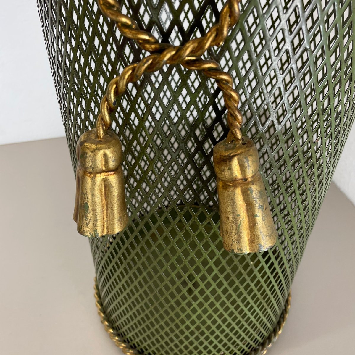 Hollywood Regency Gilded Metal Umbrella Stand by Li Puma, Firenze, Italy, 1950s