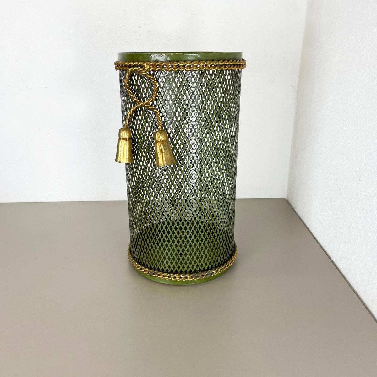 Hollywood Regency Gilded Metal Umbrella Stand by Li Puma, Firenze, Italy, 1950s