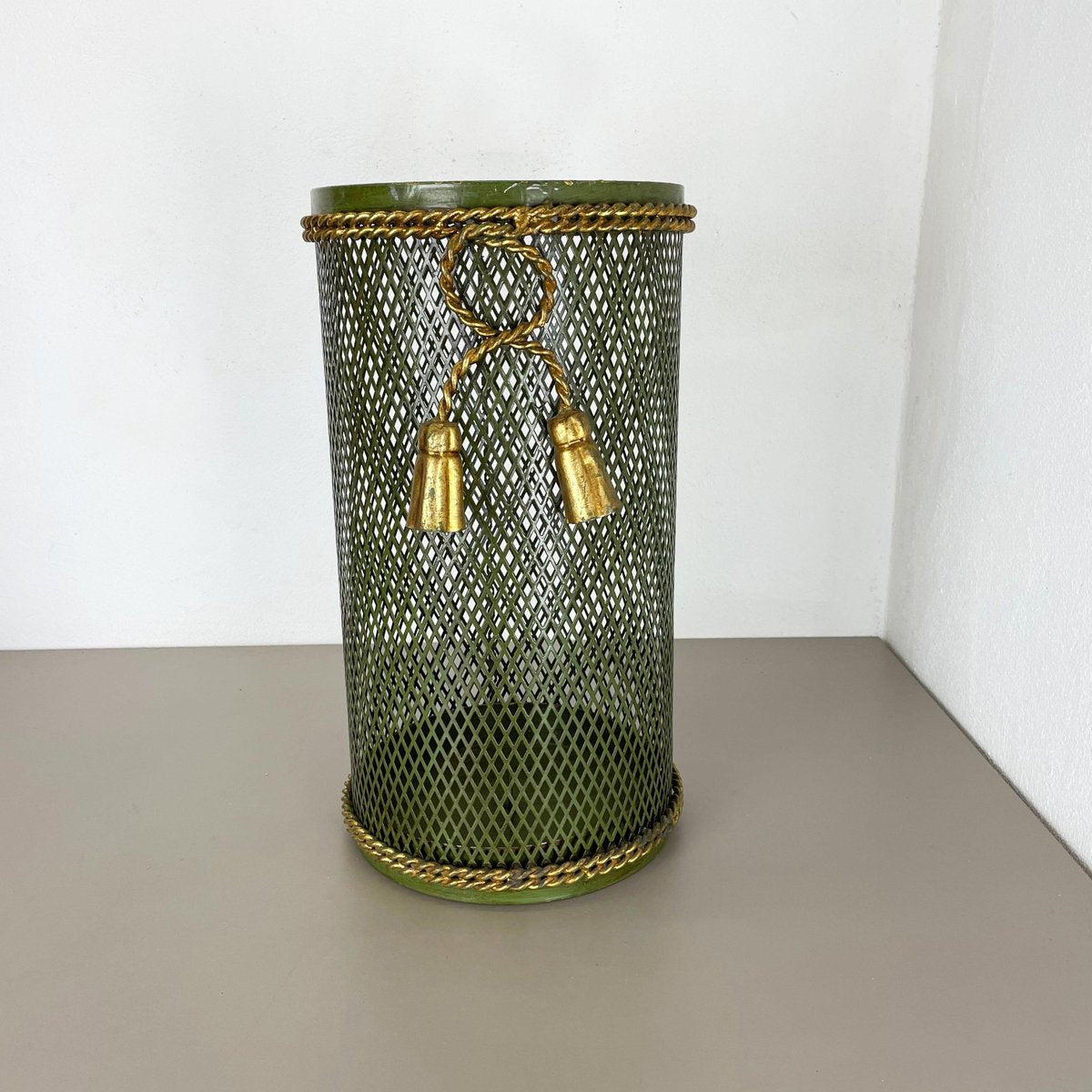 Hollywood Regency Gilded Metal Umbrella Stand by Li Puma, Firenze, Italy, 1950s