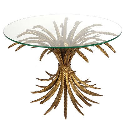 Hollywood Regency Gilded Sheaf of Wheat Coffee Table in the Style of Coco Chanel, 1960s-RY-668964