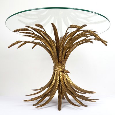 Hollywood Regency Gilded Sheaf of Wheat Coffee Table in the Style of Coco Chanel, 1960s-RY-668964