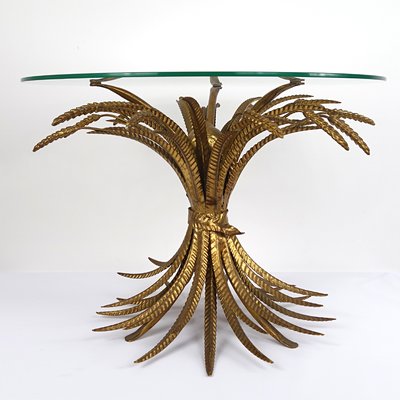 Hollywood Regency Gilded Sheaf of Wheat Coffee Table in the Style of Coco Chanel, 1960s-RY-668964