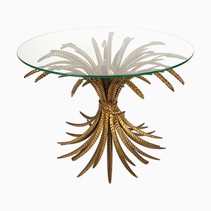 Hollywood Regency Gilded Sheaf of Wheat Coffee Table in the Style of Coco Chanel, 1960s-RY-668964