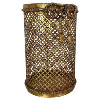 Hollywood Regency Gilded Waste Paper Basket by Li Puma, 1950s-QZ-1814036