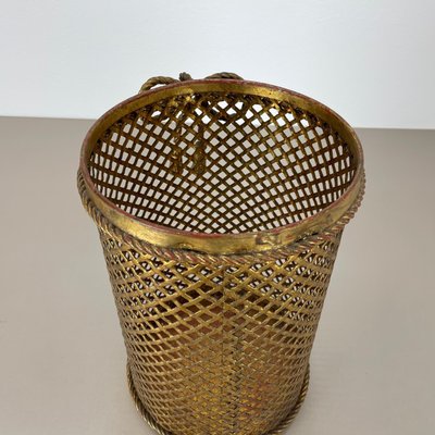 Hollywood Regency Gilded Waste Paper Basket by Li Puma, 1950s-QZ-1814036