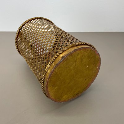 Hollywood Regency Gilded Waste Paper Basket by Li Puma, 1950s-QZ-1814036