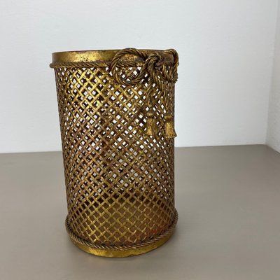 Hollywood Regency Gilded Waste Paper Basket by Li Puma, 1950s-QZ-1814036