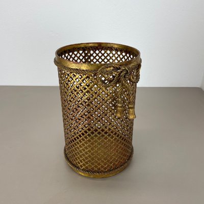 Hollywood Regency Gilded Waste Paper Basket by Li Puma, 1950s-QZ-1814036