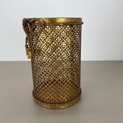 Hollywood Regency Gilded Waste Paper Basket by Li Puma, 1950s-QZ-1814036