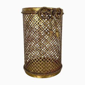 Hollywood Regency Gilded Waste Paper Basket by Li Puma, 1950s-QZ-1814036