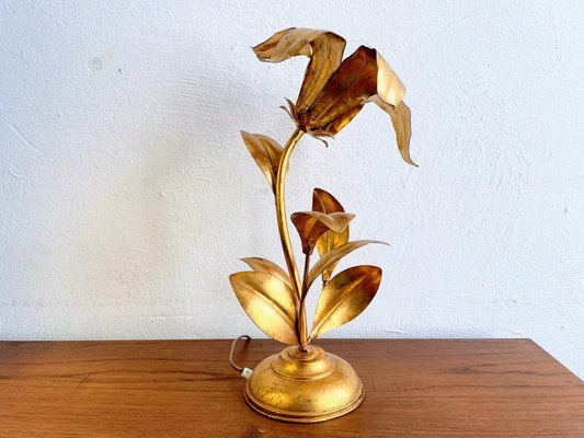 Hollywood Regency Gold Flower-Shaped Table Lamp in the style of Koegl, 1970s-JO-1797551