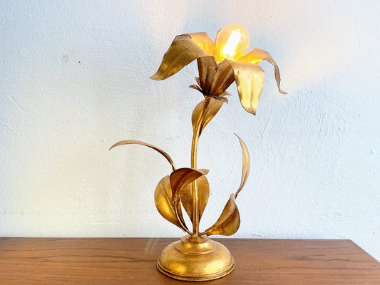 Hollywood Regency Gold Flower-Shaped Table Lamp in the style of Koegl, 1970s-JO-1797551