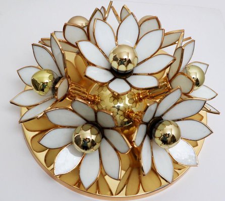 Hollywood Regency Gold-plated Flower Ceiling Lamp, 1970s-ESB-1376725