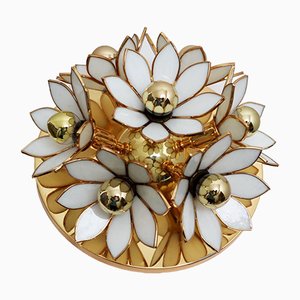 Hollywood Regency Gold-plated Flower Ceiling Lamp, 1970s-ESB-1376725