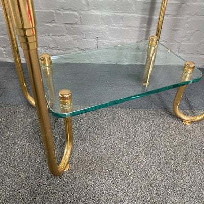 Hollywood Regency Gold Plated & Glass Side Table, 1980s-OLQ-1720348