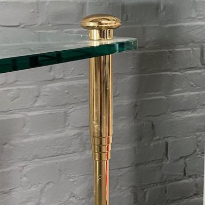 Hollywood Regency Gold Plated & Glass Side Table, 1980s-OLQ-1720348