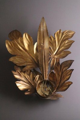 Hollywood Regency Golden Leaf Wall Lamp, 1960s-ESB-1376732