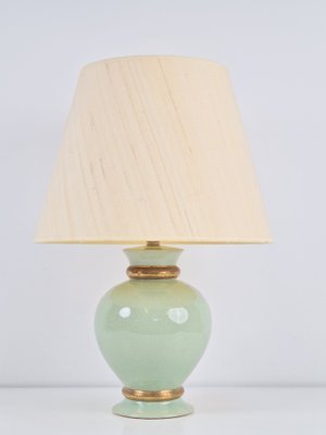 Hollywood Regency Green and Gold Ceramic Table Lamp from Le Dauphin, France, 1970s-AXJ-1700607