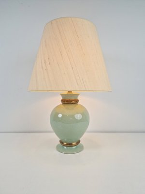 Hollywood Regency Green and Gold Ceramic Table Lamp from Le Dauphin, France, 1970s-AXJ-1700607