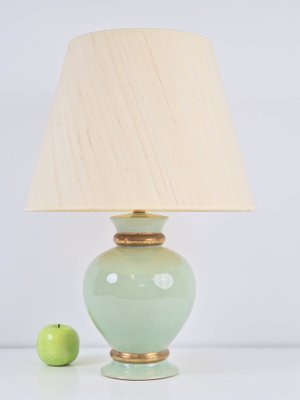 Hollywood Regency Green and Gold Ceramic Table Lamp from Le Dauphin, France, 1970s-AXJ-1700607