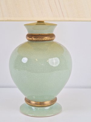 Hollywood Regency Green and Gold Ceramic Table Lamp from Le Dauphin, France, 1970s-AXJ-1700607