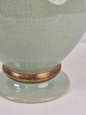 Hollywood Regency Green and Gold Ceramic Table Lamp from Le Dauphin, France, 1970s-AXJ-1700607