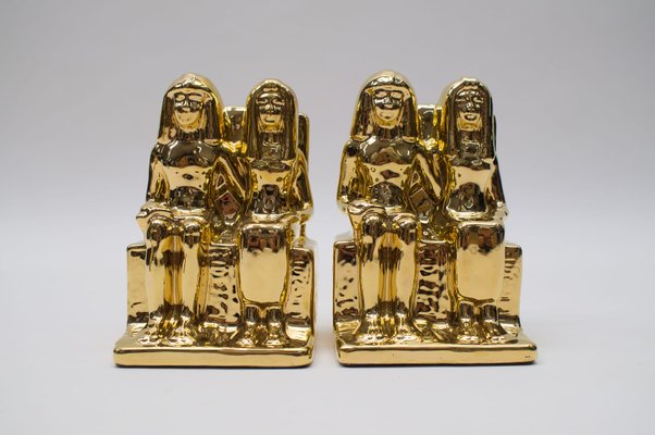 Hollywood Regency Italian Egyptian Ceramic from Bellini, 1970s, Set of 2-KQB-733270