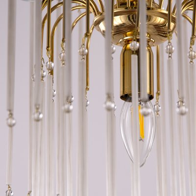 Hollywood Regency Italian Mid-Century Brass Lamp with Blown Murano Glass Straws-MPO-1180732