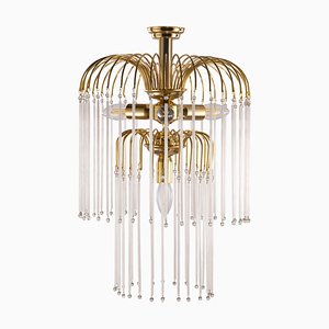 Hollywood Regency Italian Mid-Century Brass Lamp with Blown Murano Glass Straws-MPO-1180732