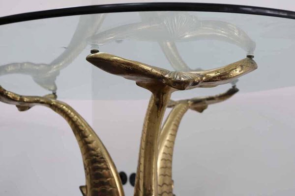 Hollywood Regency Italian Sculpturall Dining Table in Brass Koi, 1970s-FJP-1729840