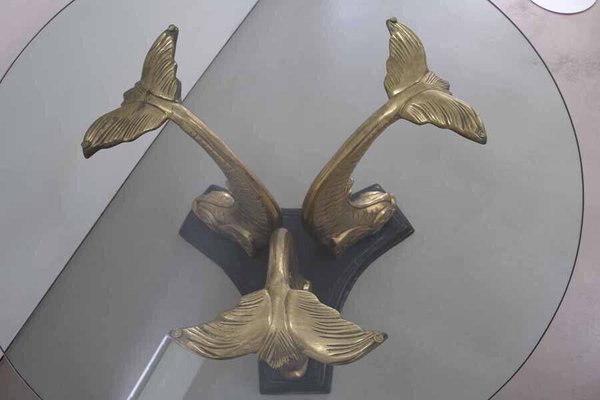 Hollywood Regency Italian Sculpturall Dining Table in Brass Koi, 1970s-FJP-1729840