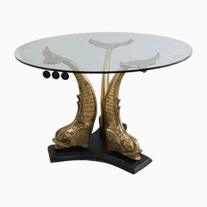 Hollywood Regency Italian Sculpturall Dining Table in Brass Koi, 1970s-FJP-1729840