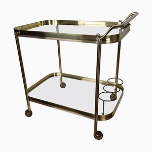 Hollywood Regency Italian Two-Tier Brass and Glass Bar Cart, 1970s-EUP-1175772