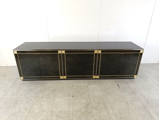 Hollywood Regency Lacquered and Brass Sideboard, 1970s-IRH-1785042