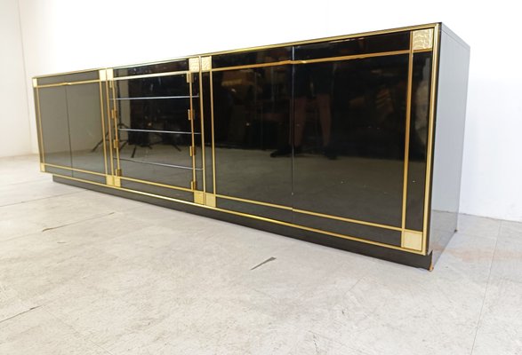 Hollywood Regency Lacquered and Brass Sideboard, 1970s-IRH-1785042