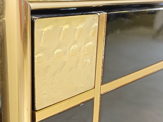 Hollywood Regency Lacquered and Brass Sideboard, 1970s-IRH-1785042